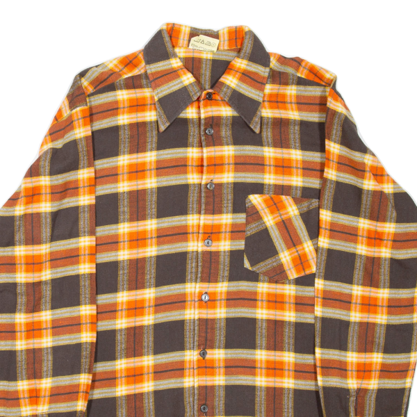 WOLLEN KELLER Mens Shirt Orange Check Long Sleeve M Online Sale