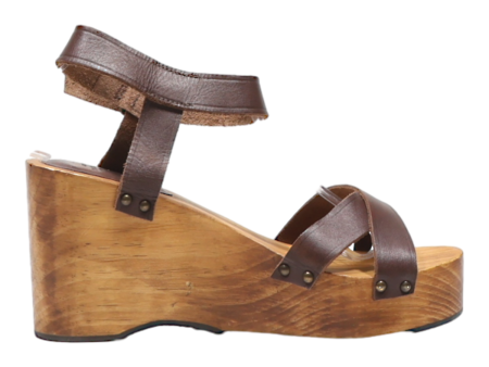 ZARA Wedge Heels Brown Leather Womens UK 6 Online now