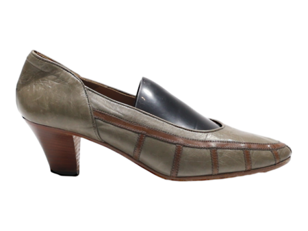 AROLA Court Heels Grey Leather Womens UK 7 on Sale