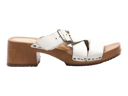 THE LEATHER COLLECTION Mule Heels White Leather Womens UK 6 For Discount