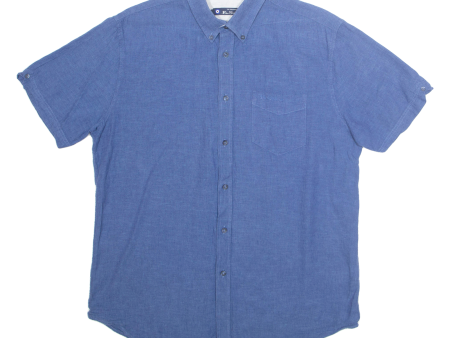 BEN SHERMAN Mens Plain Shirt Blue Linen L For Discount