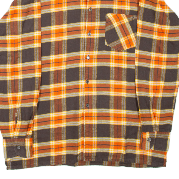 WOLLEN KELLER Mens Shirt Orange Check Long Sleeve M Online Sale