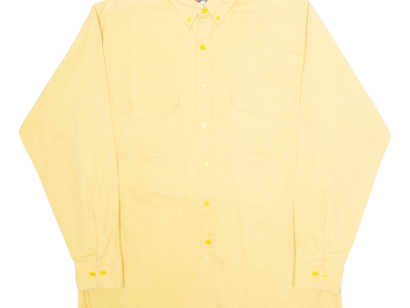 ZAQA Mens Plain Shirt Yellow Long Sleeve L Discount