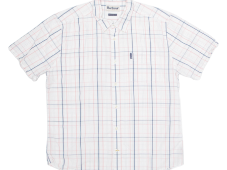 BARBOUR Tailored Fit Mens Shirt White Check L Hot on Sale