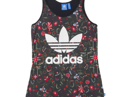 ADIDAS Floral Womens Vest Black Sleeveless UK 10 Supply